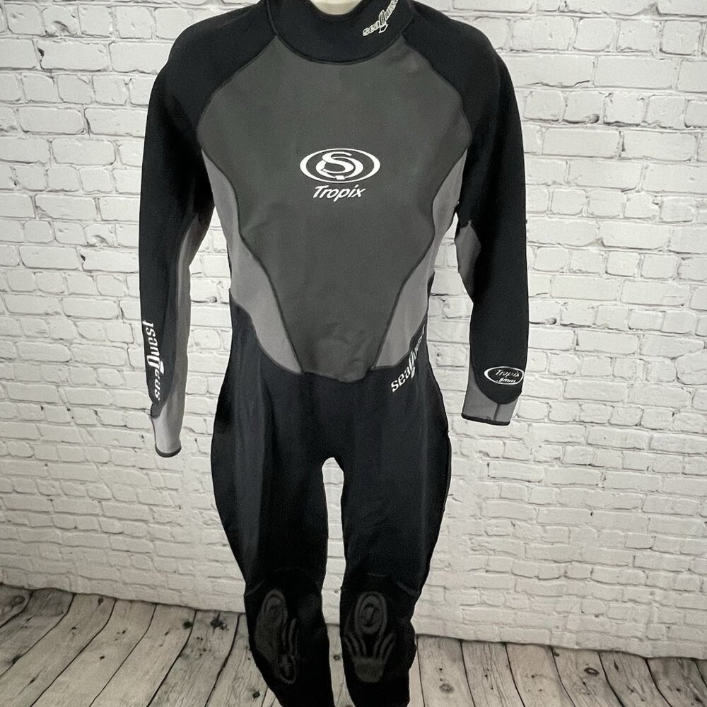 SeaQuest Black Tropix .5mm Full Body Long Sleeve Zip Dive Wetsuit Size 13/14